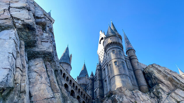 Hogwarts Castle in the Wizarding World of Harry Potter attraction in Universal Studios theme park.