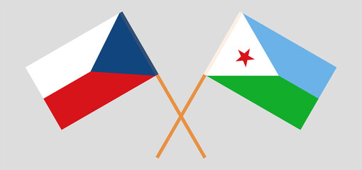Obraz premium Crossed flags of Czech Republic and Djibouti