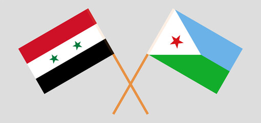 Crossed flags of Syria and Djibouti