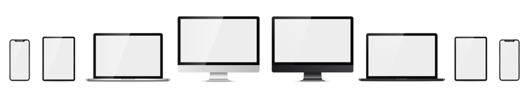 Computer, laptop, tablet, phone, smartphone set . Vector illustration