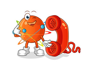 atom call mascot. cartoon vector