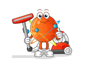 atom clean with a vacuum cleaner illustration. character vector