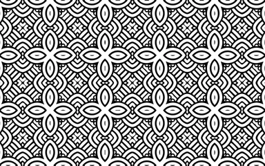 Foto op Canvas Black white original geometric background from a pattern of abstract shapes in ethnic folk traditions.Vector graphics for design and decor, wallpaper, business cards, textiles and coloring book. ©  swetazwet