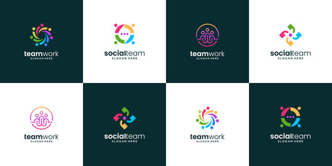 Collection of successful people group logo design. Creative symbol for team business.