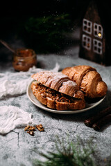 background, bakery, bread, breakfast, brown, cake, coffee, croissant, croissants, croissants and coffee, cup, delicious, dessert, drink, food, french, fresh, homemade, meal, morning, new years breakfa