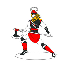 The Illustration with a male warrior from Scandinavia.