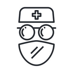 Avatar doctor surgeon face with hat and mask. Vector illustration.