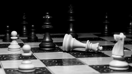 Scacchi fotografati su una scacchiera