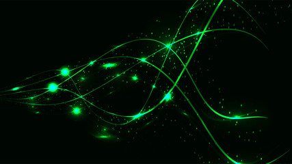 Abstract green beautiful digital modern magical shiny electric energy laser neon texture with lines and waves stripes, background