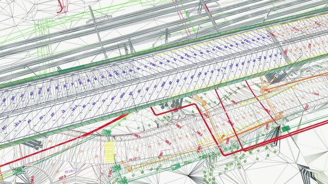 The BIM model of the object of transportation infrastructure of wireframe view	