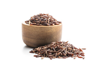 Uncooked red rice. Raw wild rice.
