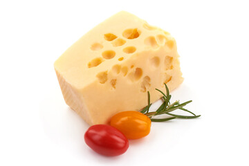 Maasdam cheese, isolated on white background