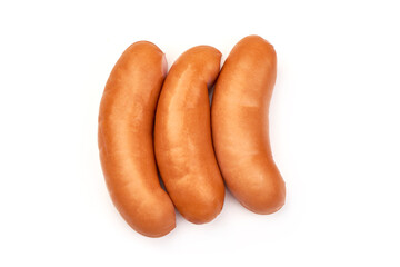 Boiled pork sausages, isolated on white background