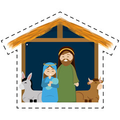 Sticker of a nativity cartoon. Christmas character - Vector illustration