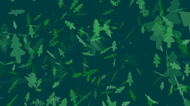 Alberi verdi su sfondo verde scuro.