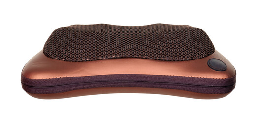 Brown neck massage pillow isolated on white background.
