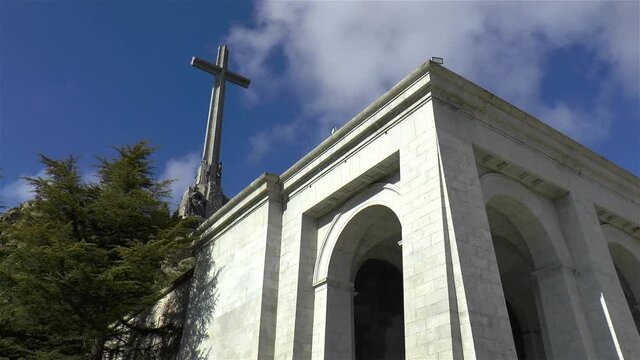 Tallest cross in the world and Basílica de la Santa Cruz del Valle de los Caídos, at Valley of the Fallen, Spain.
