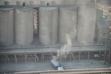Concrete mixing tower. Concept of on-site construction facility.