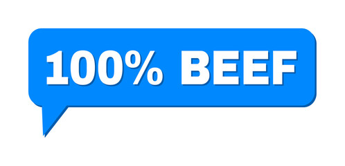 Speech 100% BEEF Colored Cloud Frame. 100% BEEF label is located inside colored cloud with shadow. Vector quote title inside message frame.