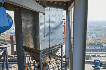 Concrete mixing tower. Concept of on-site construction facility.