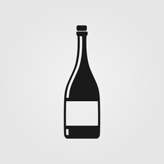 Vector illustration of champagne bottle. Flat icon design.