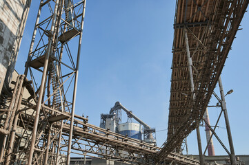 Concrete mixing tower. Concept of on-site construction facility.