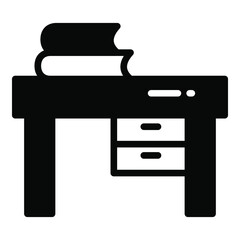 study table glyph icon, school and education icon	