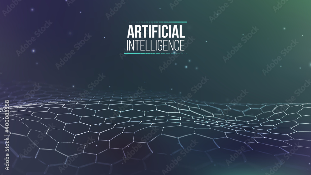 Wall mural hexagonal background blue. ai future technology background. artificial intelligence. big data busine