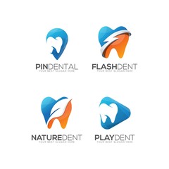 dental logo bundle with 3d style