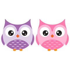 Fototapeta premium funny owls flat colorful illustration