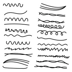 Set of handmade, hand drawn underline strokes isolated on white background EPS Vector
