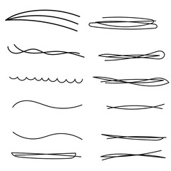 Set of handmade, hand drawn underline strokes isolated on white background EPS Vector
