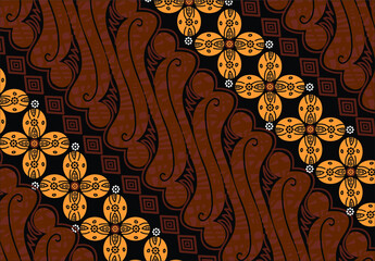 This design is a development of the Batik Parang, Kawung, and flora motifs into works of art for all kinds of purposes