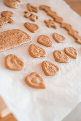  homemade spicy cookies with raw dough.   Christmas traditions for family.