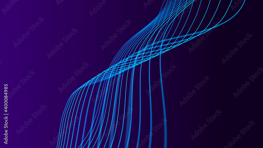 Aufkleber Abstract wave of sound particles. Equalizer for music. Signal transmission. 3d rendering.