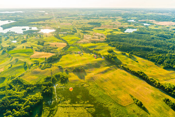 Landscape aerial view from hot air balloon
