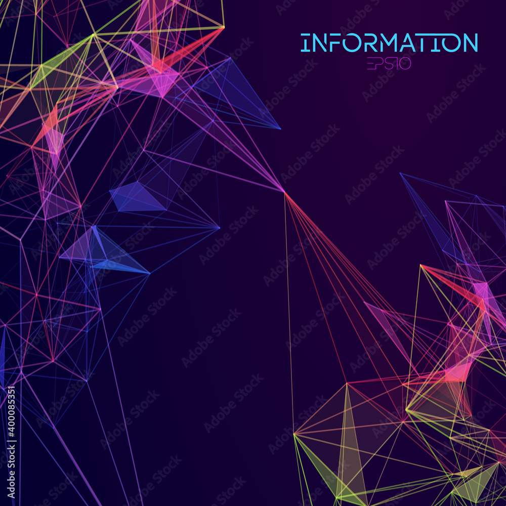 Poster colorful data abstract infographic. data sorting color flow. bigdata abstract plexus vector backgrou
