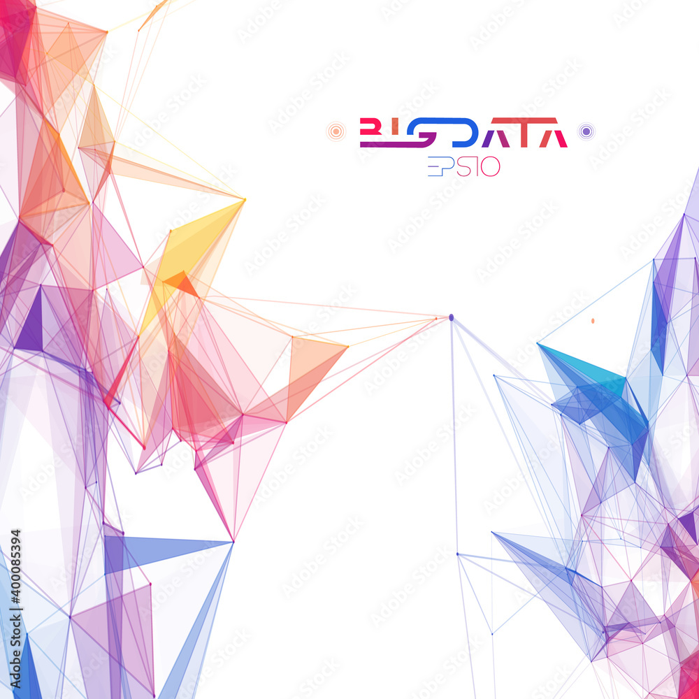 Poster colorful data abstract infographic. data sorting color flow. bigdata abstract plexus vector backgrou