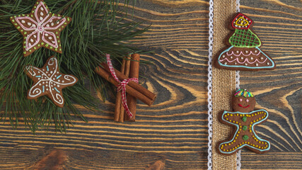 Christmas background gingerbread for holidays