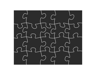 Puzzle black curved, curved, concept. Vector object on a white background.