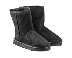Black winter comfortable boots with fur. 