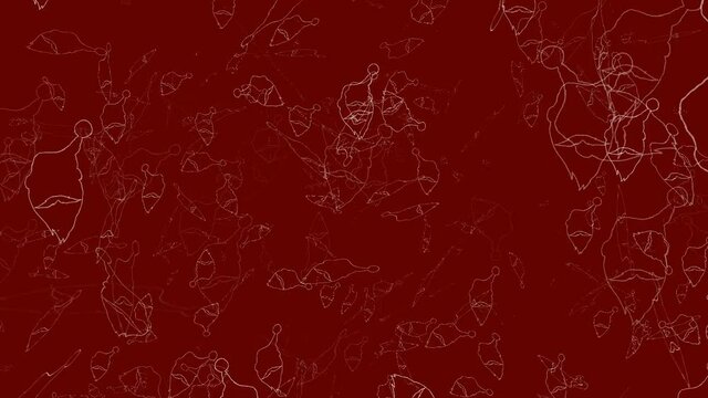 Sagome di Babbo Natale disegno su sfondo rosso.