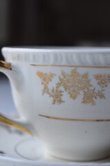 Tea hour, drinking tea, cup of tea with teapot