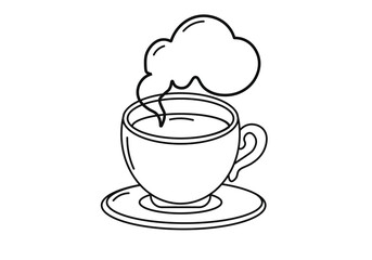 coffee cup outline Vector icon, tea cup sketch illustration