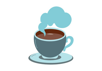 Coffee and tea cup vector color full icon, tea cup sketch illustration