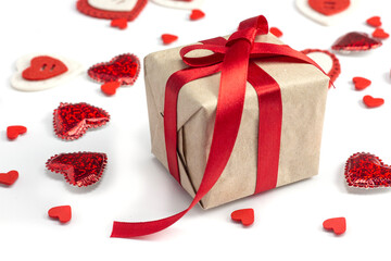 Valentine's Day concept Valentine's Day. Red rose with petals on a white background. Valentine's...