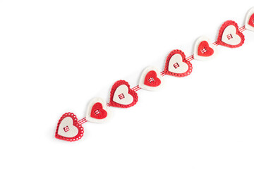Valentine's Day concept Valentine's Day. Red hearts on a white background. Valentine's card, postcard. Copyspace