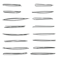 Set of handmade, hand drawn underline strokes isolated on white background EPS Vector