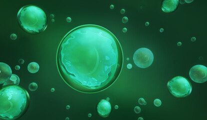 Green Liquid 3D illustration background designed for hair styling cosmetic products, such as hair gels or beauty sprays