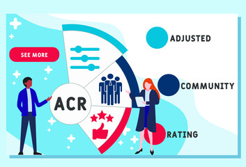 Vector website design template . ACR - Adjusted Community Rating  acronym. business concept background. illustration for website banner, marketing materials, business presentation, online advertising.